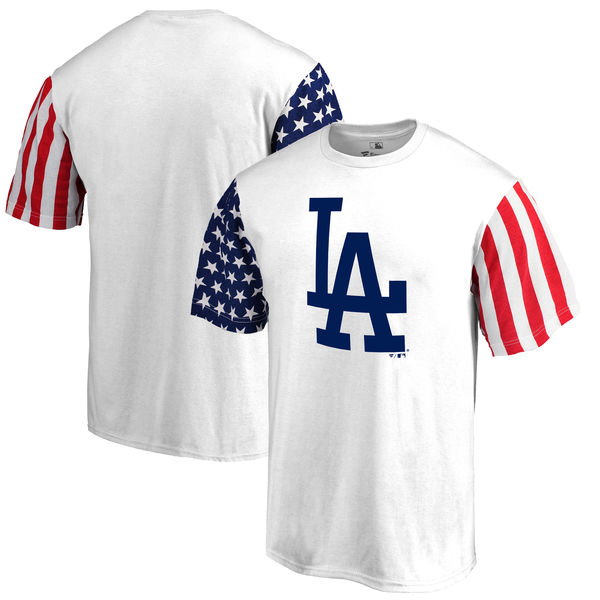 Los Angeles Dodgers Fanatics Branded Stars & Stripes T-Shirt White - Click Image to Close