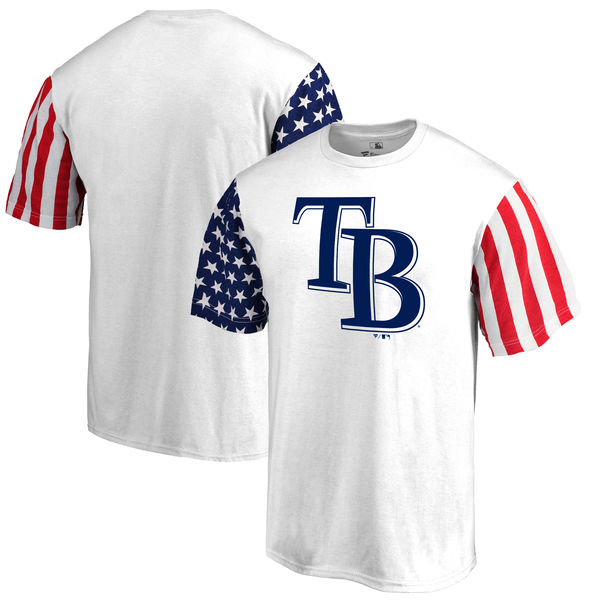 Tampa Bay Rays Fanatics Branded Stars & Stripes T-Shirt White - Click Image to Close