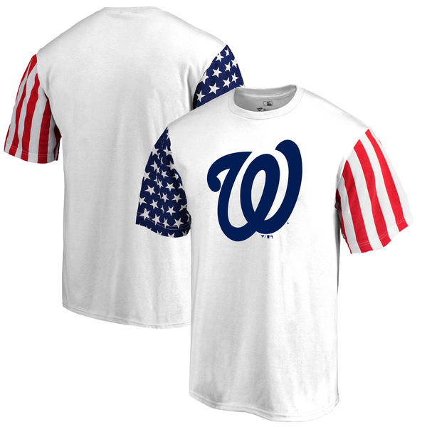 Washington Nationals Fanatics Branded Stars & Stripes T-Shirt White - Click Image to Close