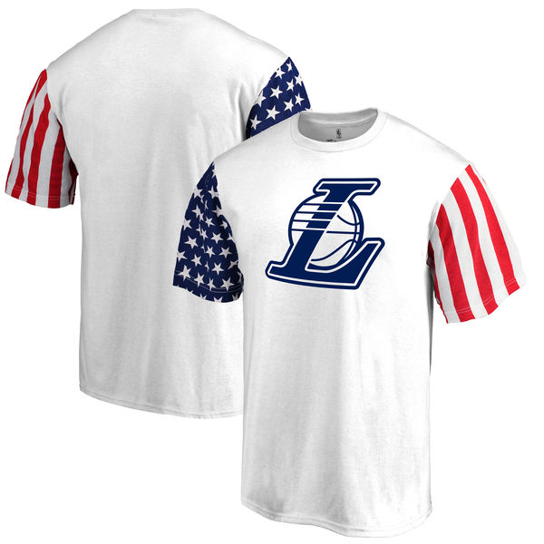 Los Angeles Lakers Fanatics Branded Stars & Stripes T-Shirt White