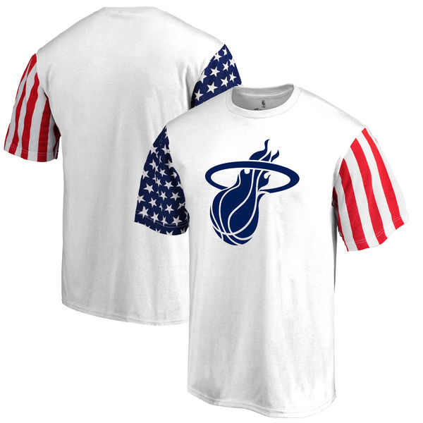 Miami Heat Fanatics Branded Stars & Stripes T-Shirt White