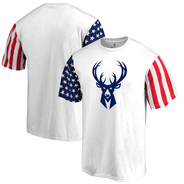 Milwaukee Bucks Fanatics Branded Stars & Stripes T-Shirt White