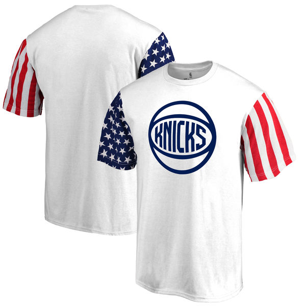 New York Knicks Fanatics Branded Stars & Stripes T-Shirt White - Click Image to Close