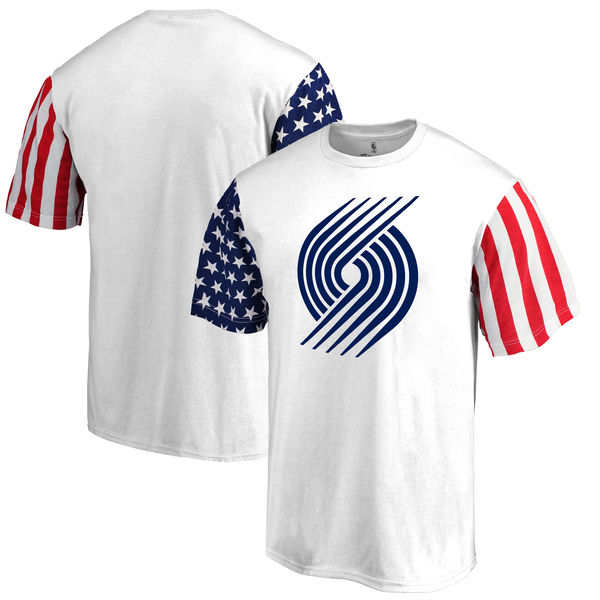 Portland Trail Blazers Fanatics Branded Stars & Stripes T-Shirt White