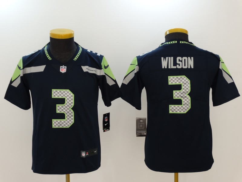 Nike Seahawks 3 Russell Wilson Navy Vapor Untouchable Youth Limited Jersey