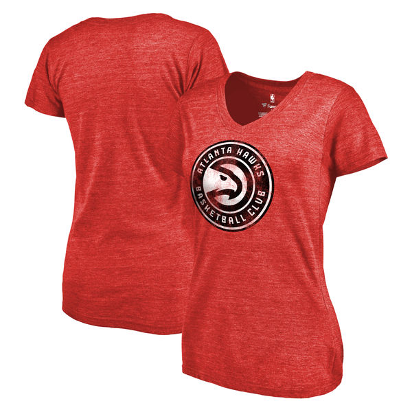 Atlanta Hawks Women's Distressed Team Primary Logo Slim Fit Tri Blend T-Shirt Red