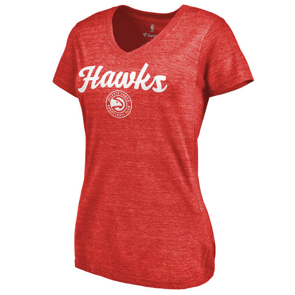 Atlanta Hawks Women's Freehand Tri Blend V Neck T-Shirt Red