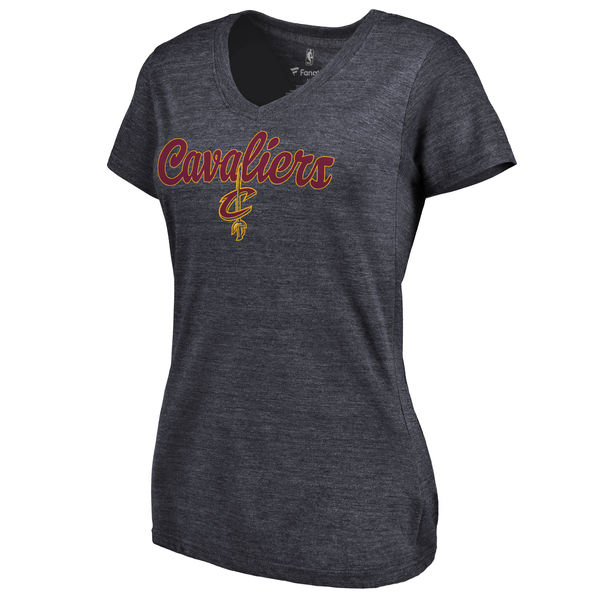 Cleveland Cavaliers Women's Freehand Tri Blend V Neck T-Shirt Navy