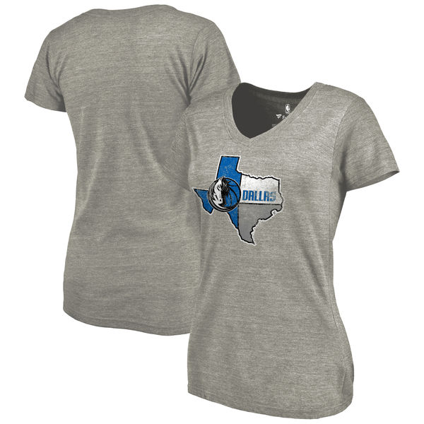 Dallas Mavericks Fanatics Branded Women's Hometown Collection Lonestar Tri Blend T-Shirt Ash - Click Image to Close