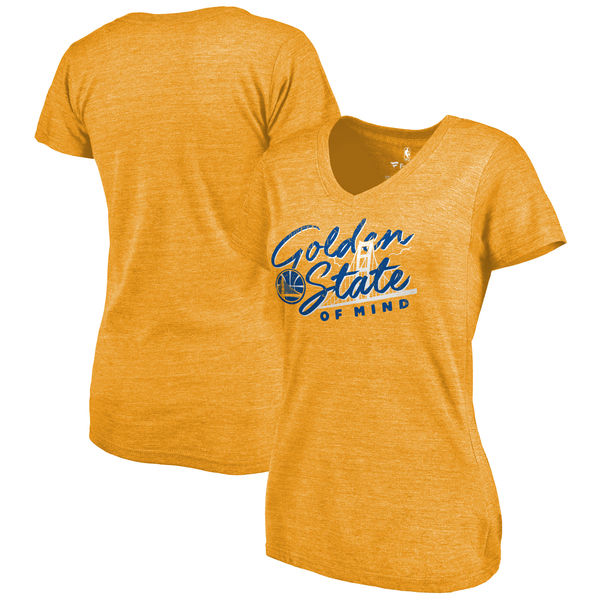 Golden State Warriors Fanatics Branded Women's Hometown Collection Lonestar Tri Blend T-Shirt Gold - Click Image to Close