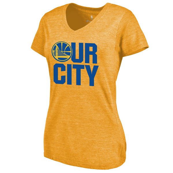 Golden State Warriors Women's Hometown Collection Our City Tri Blend T-Shirt Gold - Click Image to Close