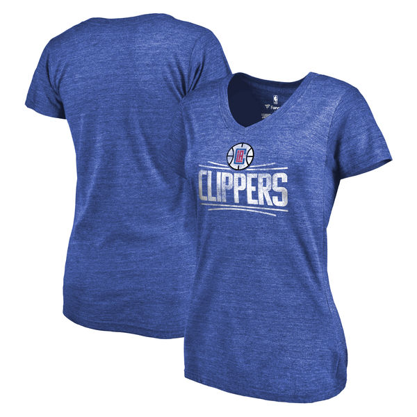 Los Angeles Clippers Women's Distressed Team Primary Logo Slim Fit Tri Blend T-Shirt Royal
