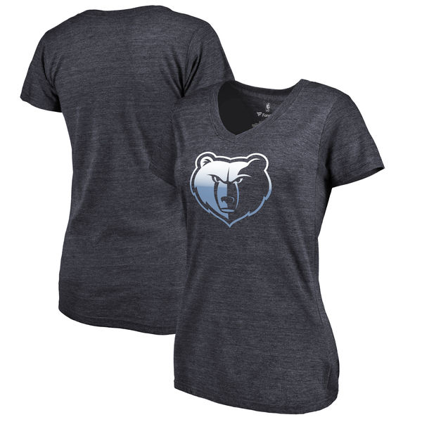 Memphis Grizzlies Fanatics Branded Women's Gradient Logo Tri Blend T-Shirt Navy - Click Image to Close