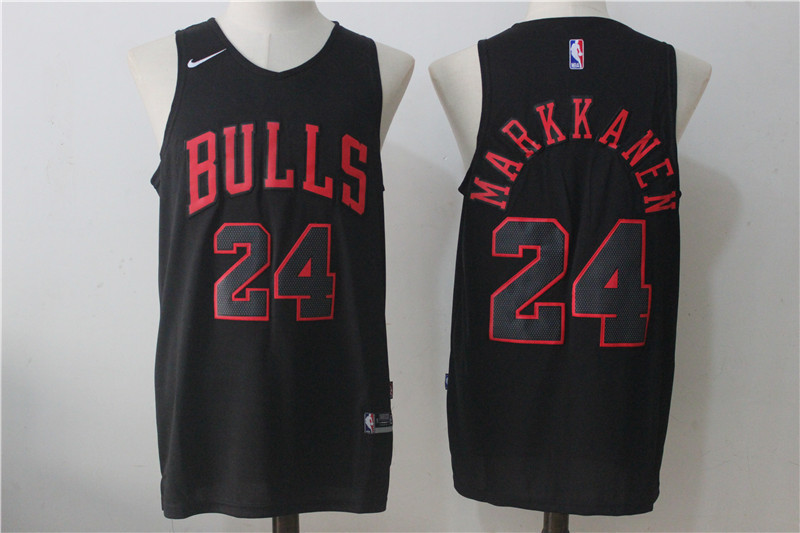 Bulls 24 Lauri Markkanen Black Nike Stitched Jersey