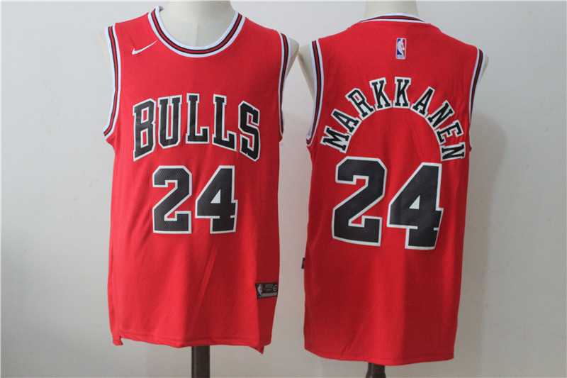Bulls 24 Lauri Markkanen Red Nike Stitched Jersey