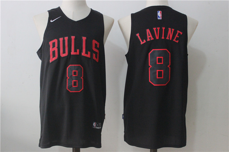 Bulls 8 Zach LaVine Black Nike Stitched Jersey