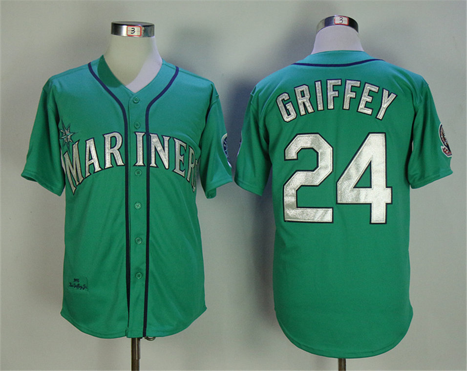 Mariners 24 Ken Griffey Jr. Green 1995 Throwback Jersey