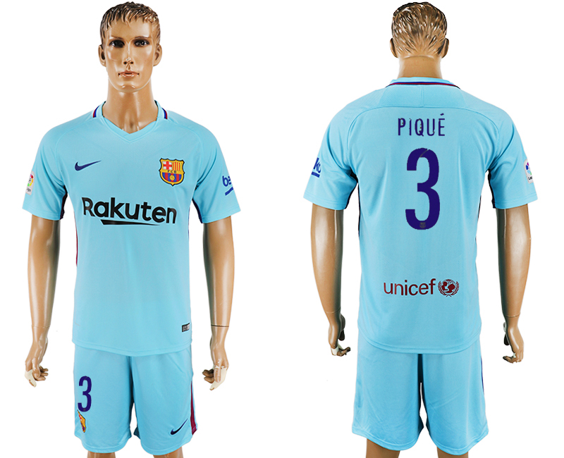 2017-18 Barcelona 3 PIQUE Away Soccer Jersey