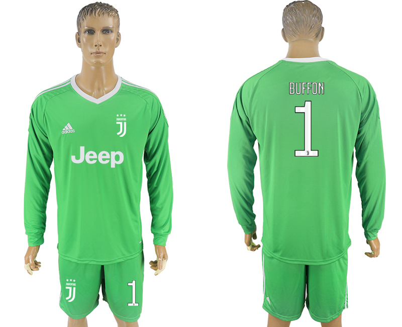 2017-18 Juventus 1 BUFFON Green Long Sleeve Goalkeeper Soccer Jersey