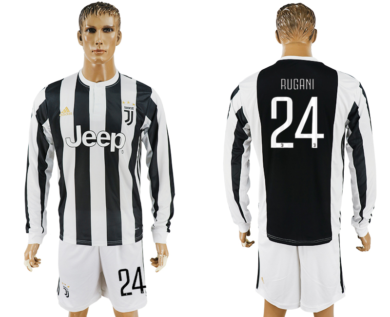 2017-18 Juventus 24 RUGANI Home Long Sleeve Soccer Jersey