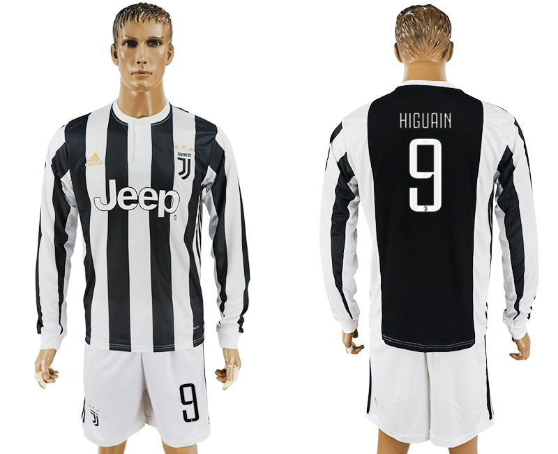 2017-18 Juventus 9 HIGUAIN Home Long Sleeve Soccer Jersey