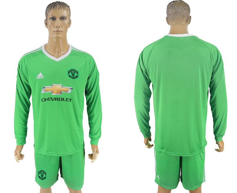 2017-18 Manchester United Green Long Sleeve Goalkeeper Soccer Jersey 2017-18 Manchester United Green Long Sleeve Goalkeeper Soccer Jersey