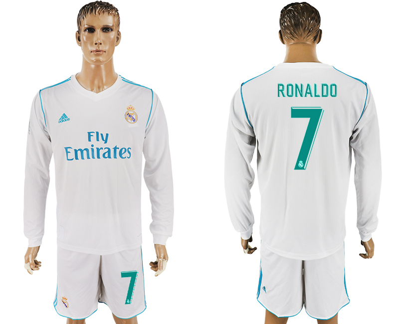 2017-18 Real Madrid 7 RONALDO Home Long Sleeve Soccer Jersey