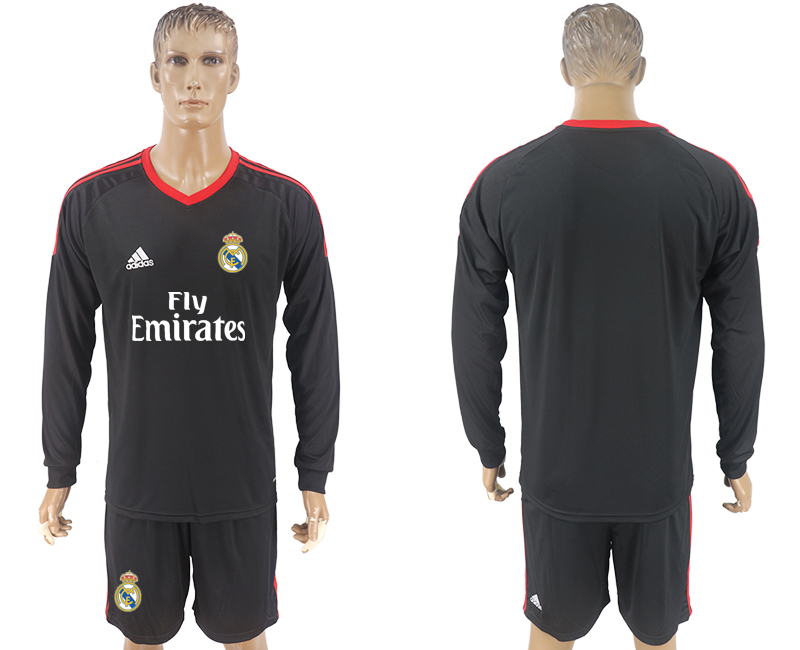 2017-18 Real Madrid Black Long Sleeve Goalkeeper Soccer Jersey