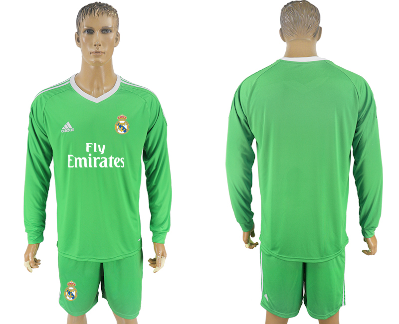 2017-18 Real Madrid Green Long Sleeve Goalkeeper Soccer Jersey