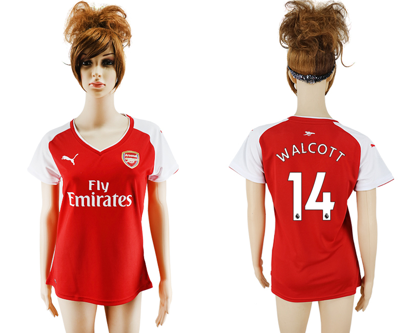 2017-18 Arsenal 14 WALCOTT Home Women Soccer Jersey
