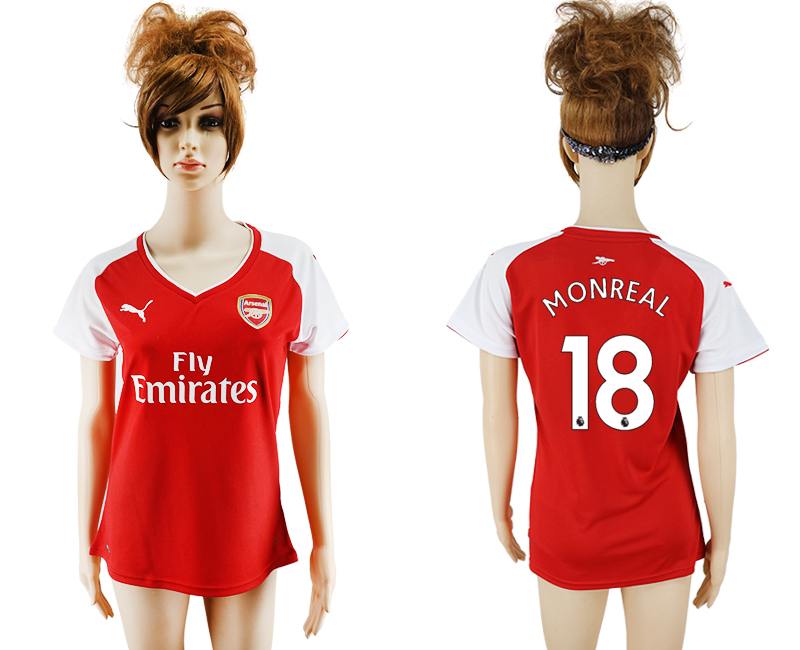 2017-18 Arsenal 18 MONREAL Home Women Soccer Jersey 2017-18 Arsenal 18 MONREAL Home Women Soccer Jersey