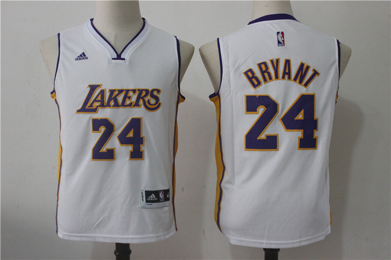 Lakers 24 Kobe Bryant White Youth Swingman Jersey