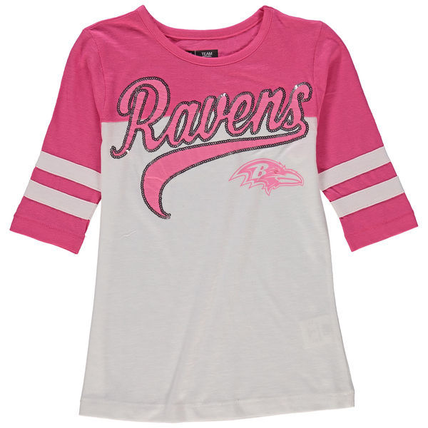 Baltimore Ravens 5th & Ocean Women's Half Sleeve T-Shirt Pink
