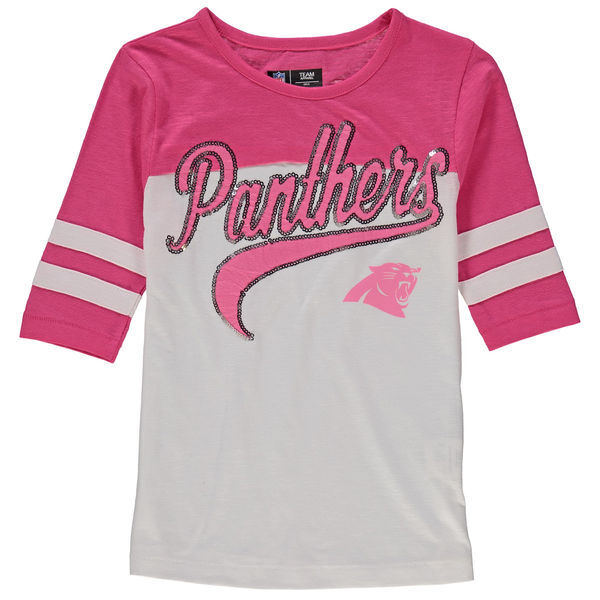 Carolina Panthers 5th & Ocean Women's Half Sleeve T-Shirt Pink