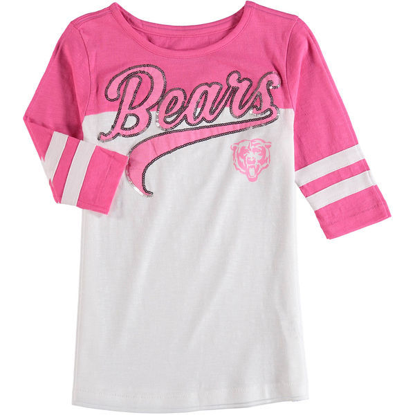 Chicago Bears 5th & Ocean Women's Half Sleeve T-Shirt Pink - Click Image to Close