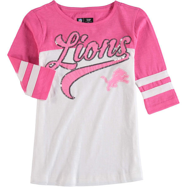 Detroit Lions 5th & Ocean Women's Half Sleeve T-Shirt Pink