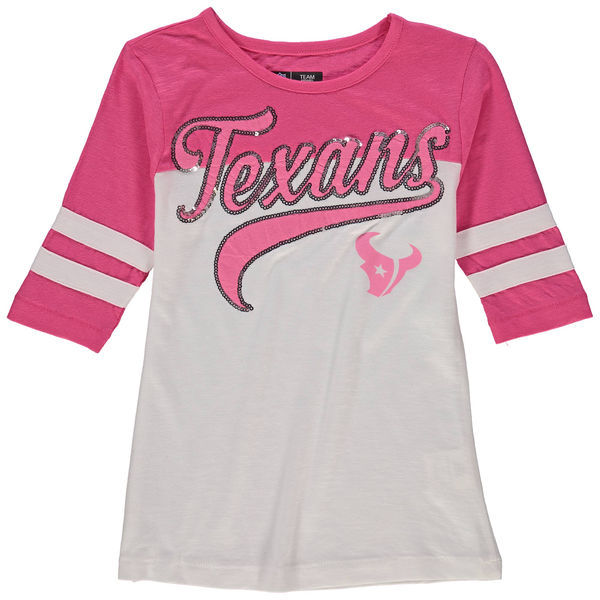 Houston Texans 5th & Ocean Women's Half Sleeve T-Shirt Pink