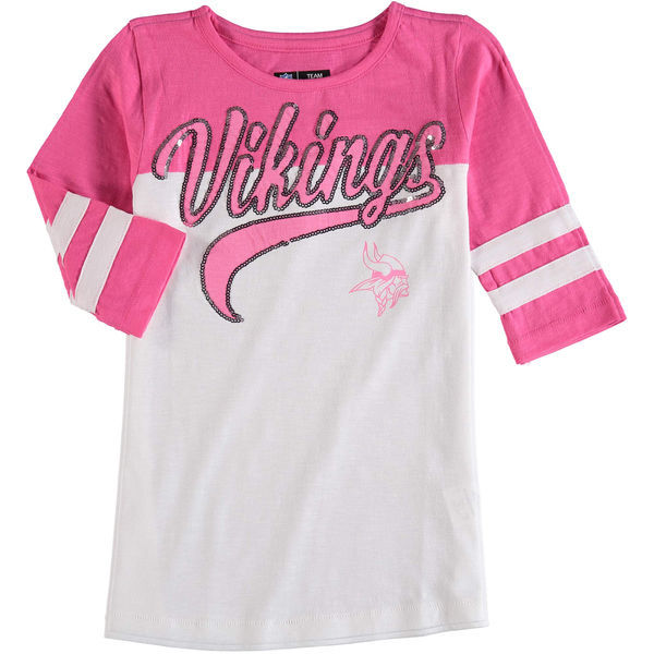 Minnesota Vikings 5th & Ocean Women's Half Sleeve T-Shirt Pink