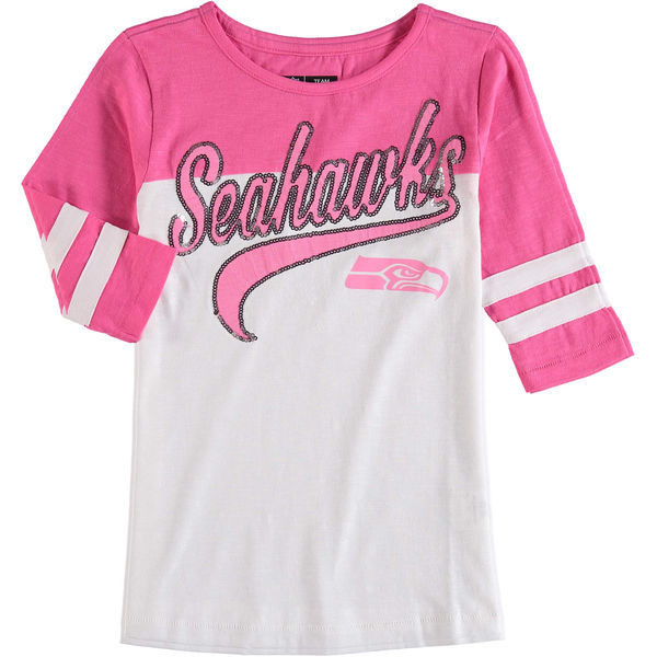 Seattle Seahawks 5th & Ocean Women's Half Sleeve T-Shirt Pink
