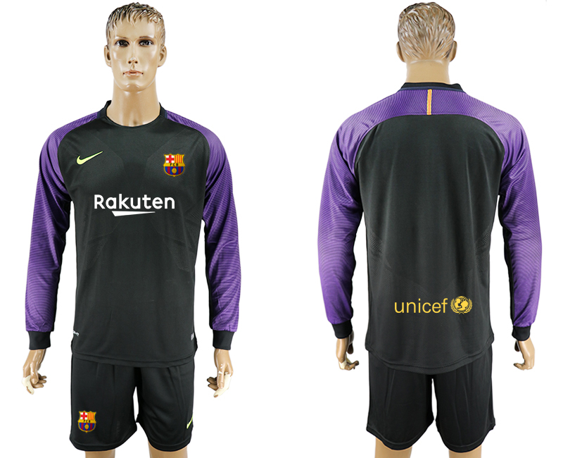 2017-18 Barcelona Black Goalkeeper Long Sleeve Soccer Jersey 2017-18 Barcelona Black Goalkeeper Long Sleeve Soccer Jersey