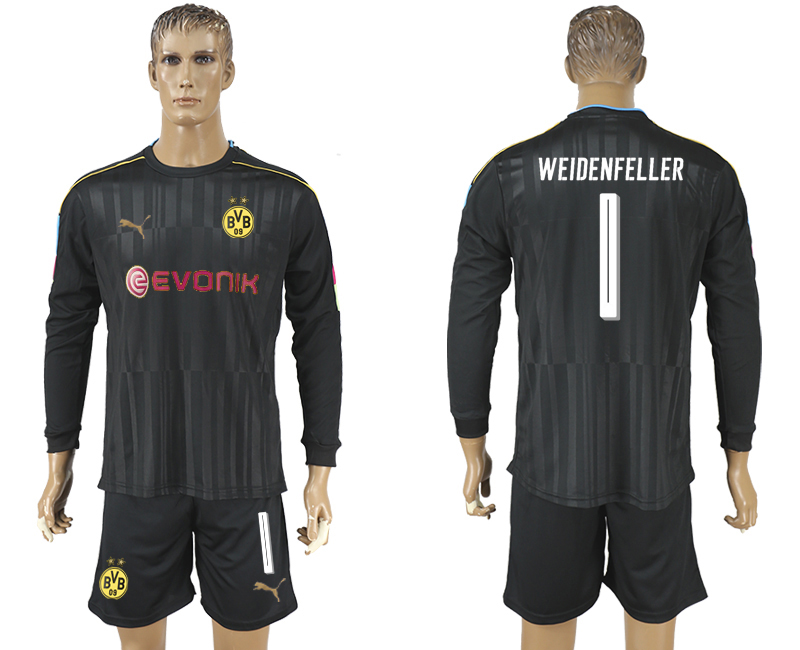 2017-18 Dortmund 1 WEIDENFELLER Black Goalkeeper Long Sleeve Soccer Jersey