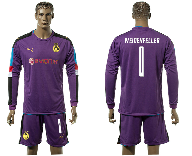 2017-18 Dortmund 1 WEIDENFELLER Purple Goalkeeper Long Sleeve Soccer Jersey
