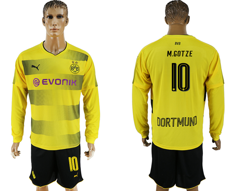 2017-18 Dortmund 10 M.GOTZE Home Long Sleeve Soccer Jersey