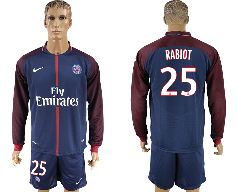 2017-18 Paris Saint-Germain 25 RABIOT Home Long Sleeve Soccer Jersey