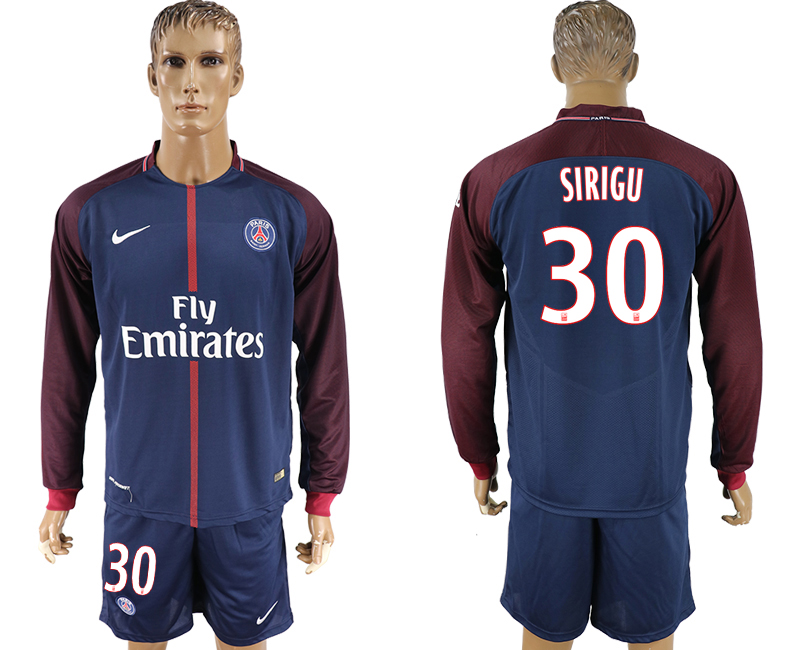 2017-18 Paris Saint-Germain 30 SIRIGU Home Long Sleeve Soccer Jersey