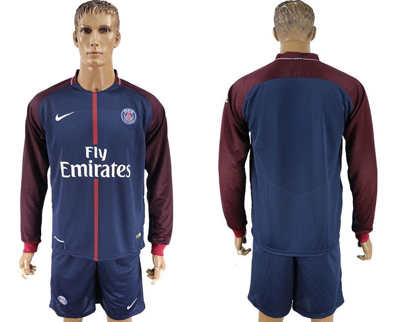 2017-18 Paris Saint-Germain Home Long Sleeve Soccer Jersey