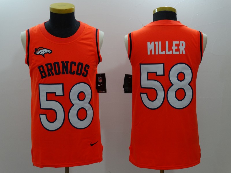 Nike Broncos 58 Von Miller Orange Color Rush Name & Number Tank Top