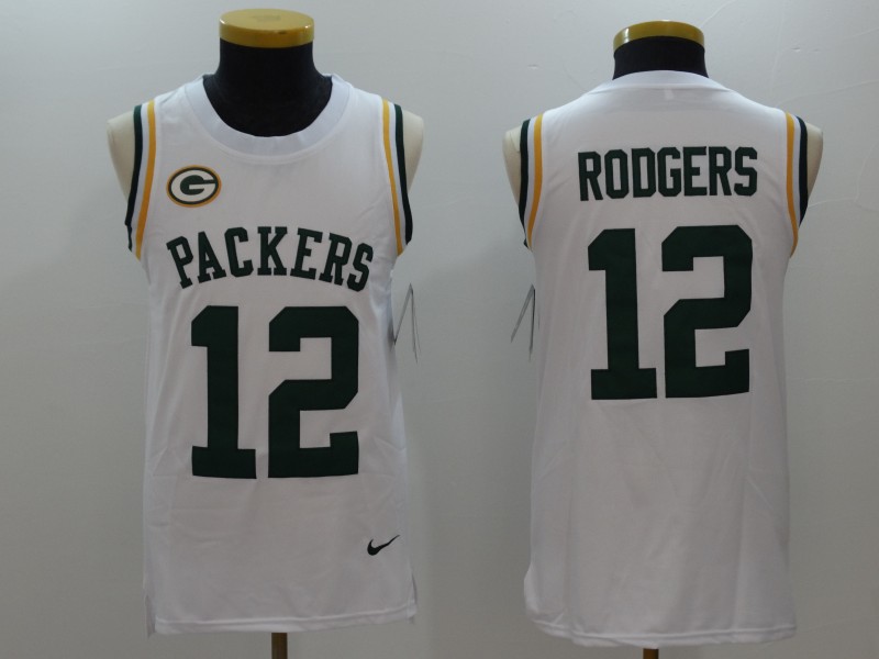 Nike Packers 12 Aaron Rodgers White Color Rush Name & Number Tank Top