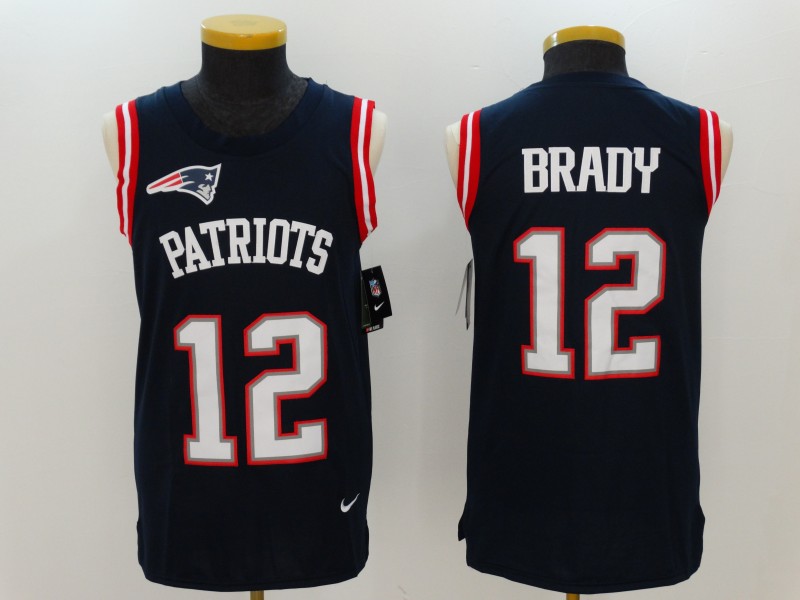 Nike Patriots 12 Tom Brady Navy Color Rush Name & Number Tank Top