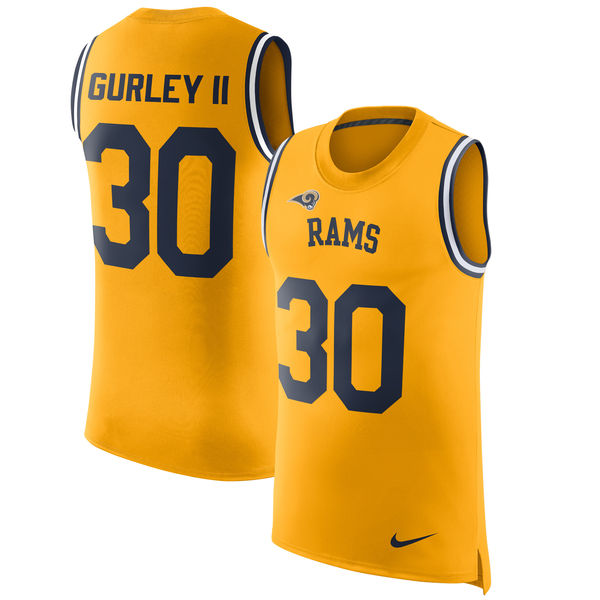 Nike Rams 30 Todd Gurley II Gold Color Rush Name & Number Tank Top